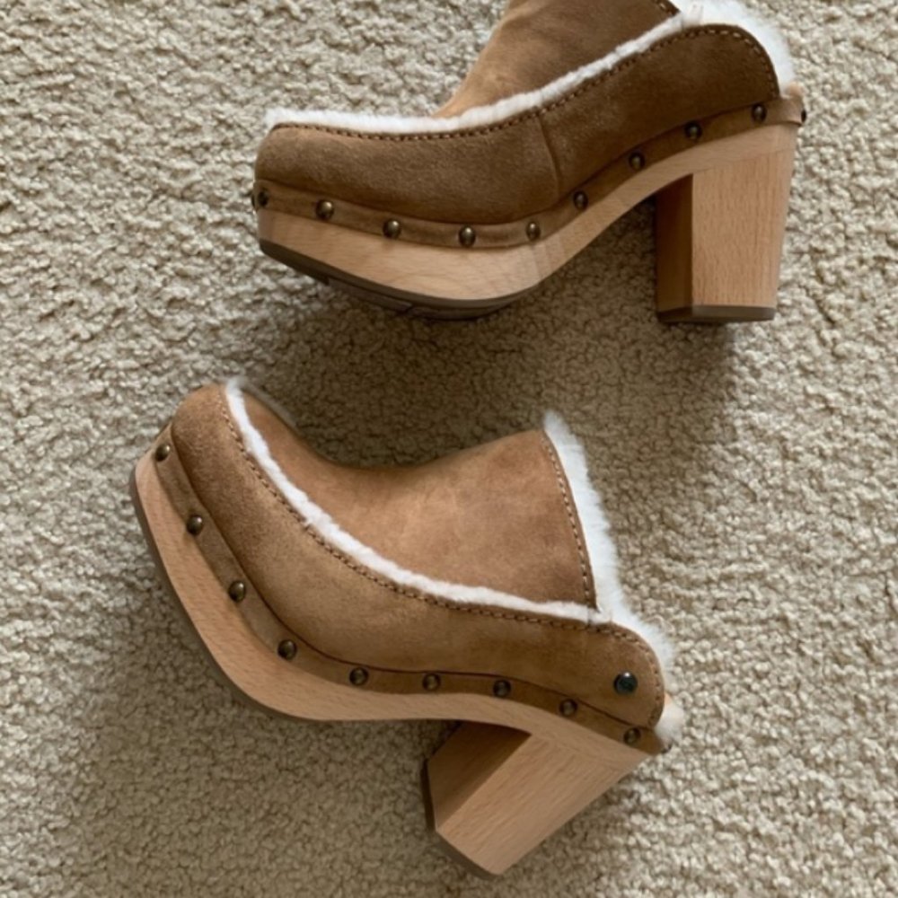 POPULAR UGG Aubriana Wooden Clog Chestnut Brown - Picture 8 of 12